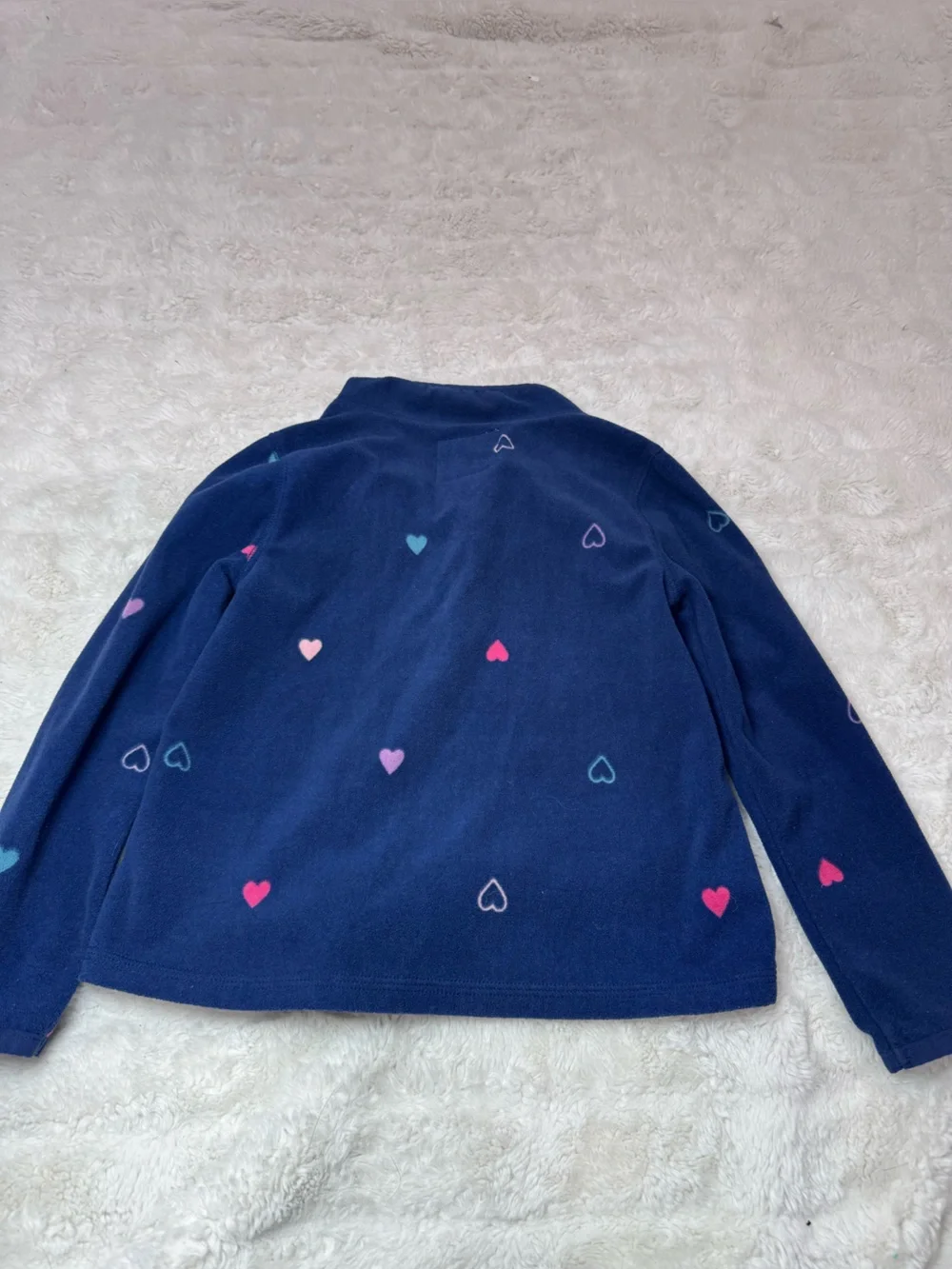 OshKosh B'gosh Navy Half-Zip Fleece with Pink & Light Blue Hearts